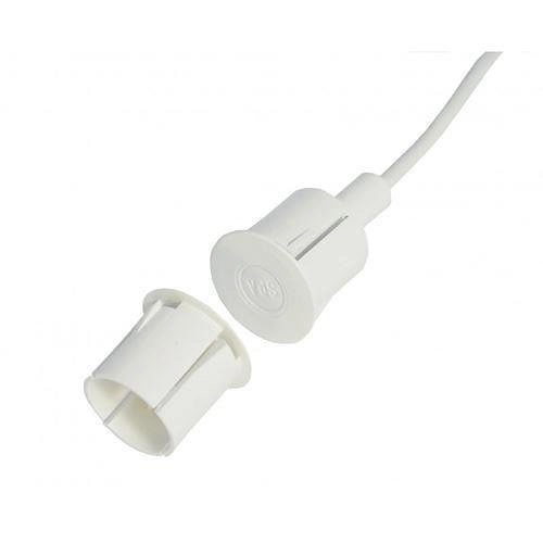 MC 370-S32 Alarmtech contact magnétique High Sécurité à encastrer PVC, NC, distance de fonctionnement 16mm, diamètre +/- 26mm, câble de 2m, blanc, pour les portes en acier.